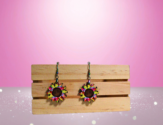 MDF-Sun Shaped Sublimated Earrings 1 inch