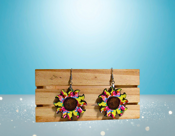 MDF-Sun Shaped Sublimated Earrings 1.5 inch