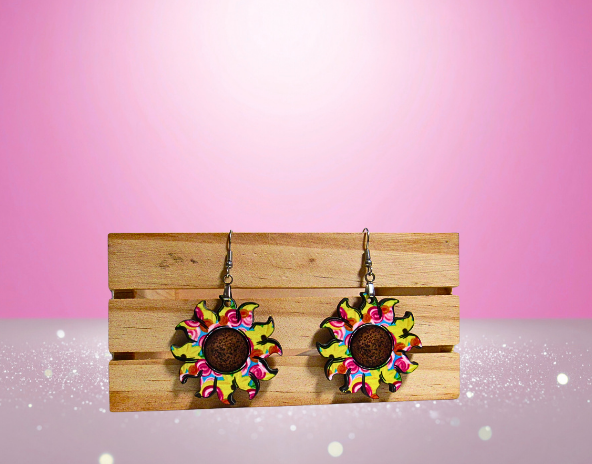 MDF-Sun Shaped Sublimated Earrings 1.5 inch
