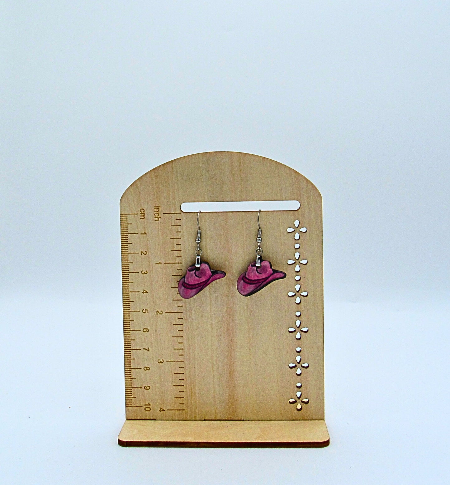 MDF-Cowboy Hat Shaped Sublimated Earrings 1 inch