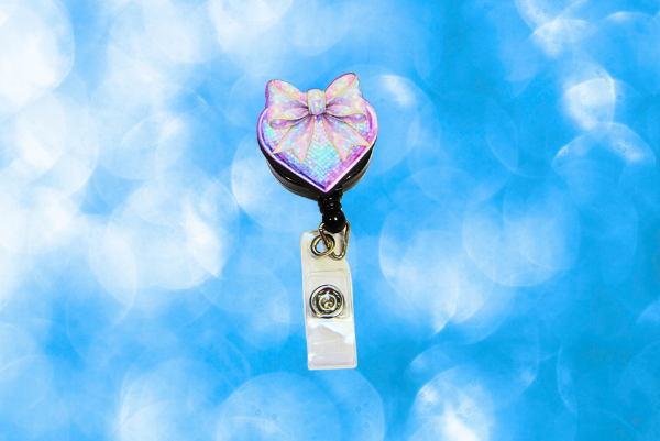 MDF-Heart with Bow Shaped Sublimated Badge Reel