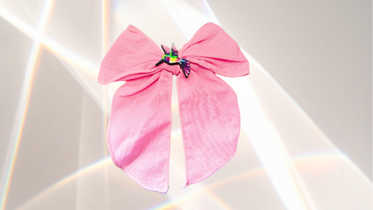 5" Girls Cotton Hair Bow with MDF Shaped Sublimated Center (Hummigbird)