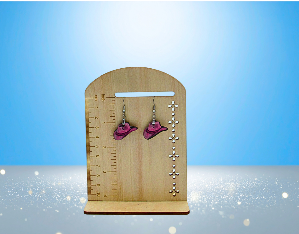 MDF-Cowboy Hat Shaped Sublimated Earrings 1 inch