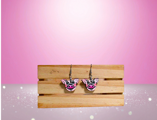 MDF-Pig Head Shaped Sublimated Earrings 1 inch