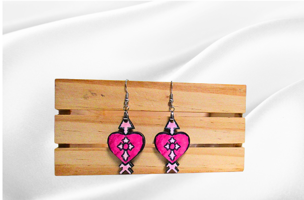 MDF-Heart Arrow Shaped Sublimated Earrings 1.5 inch
