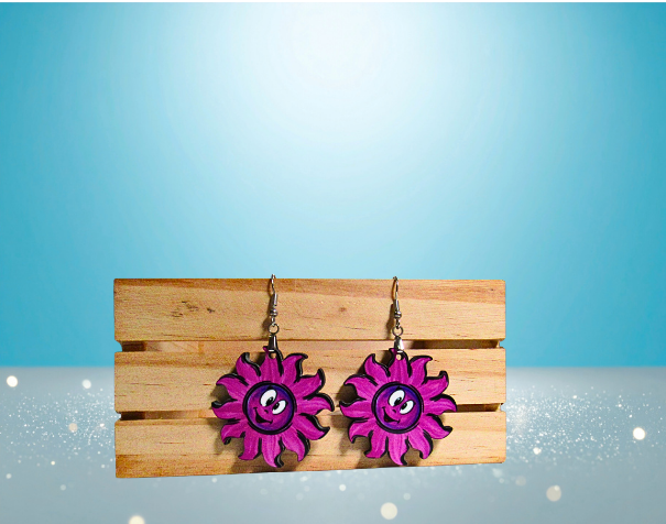 MDF-Sun Shaped Sublimated Earrings 1.5 inch