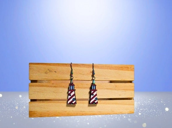 MDF-Lighthouse Shaped Sublimated Earrings  1 Inch.