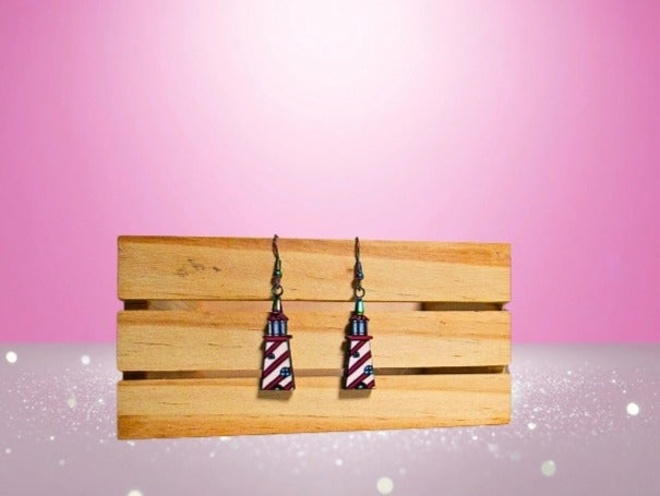 MDF-Lighthouse Shaped Sublimated Earrings  1 Inch.