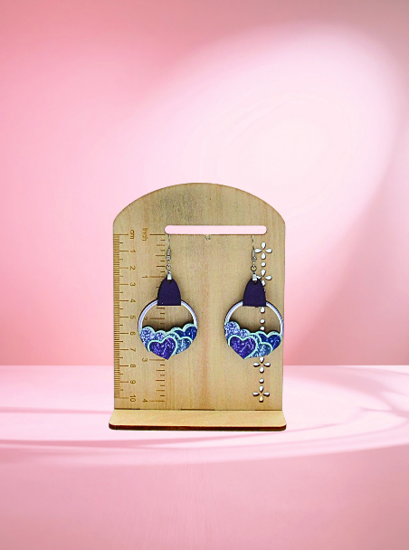 MDF- Faux Leather Heart Cluster Sublimated Earrings 1.5 inch