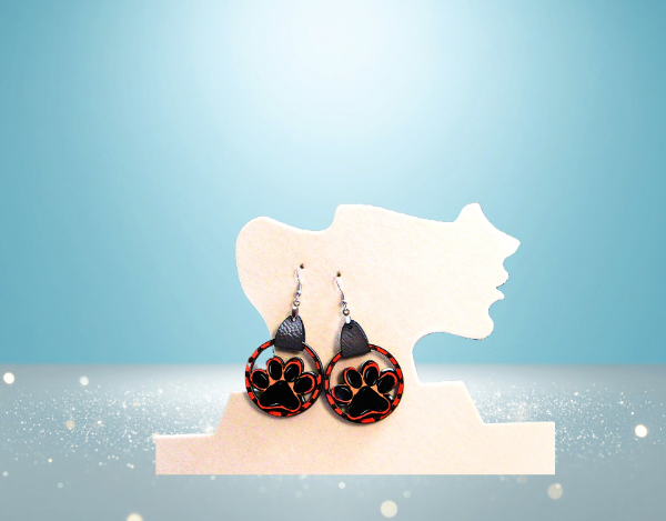 MDF-Round  Paw Shaped Sublimated Earrings 1.5 inch