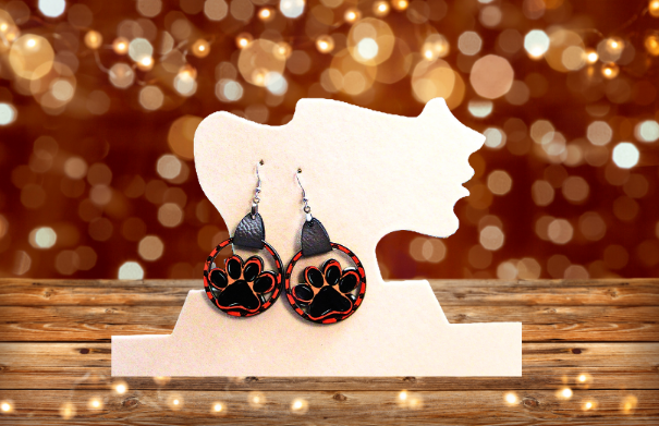 MDF-Round  Paw Shaped Sublimated Earrings 1.5 inch