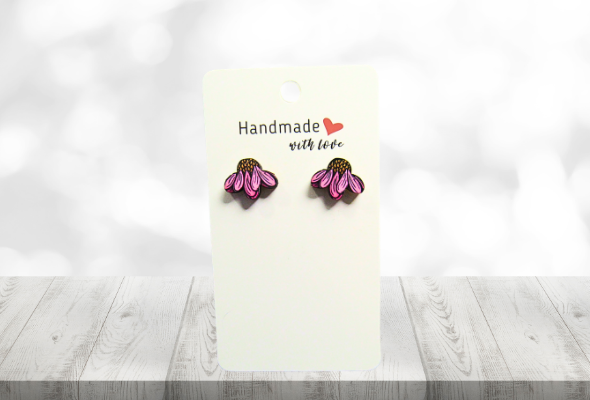 MDF-Open Flower Shaped Sublimated Stud Earrings