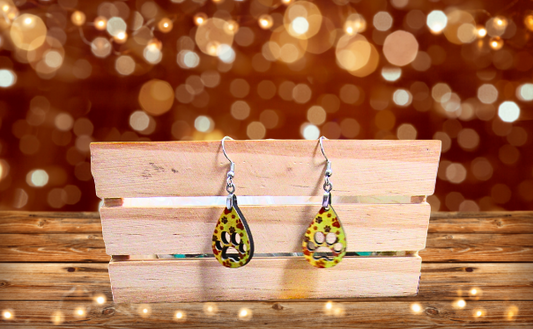 Pawprint Teardrop  Shaped Sublimated Earring