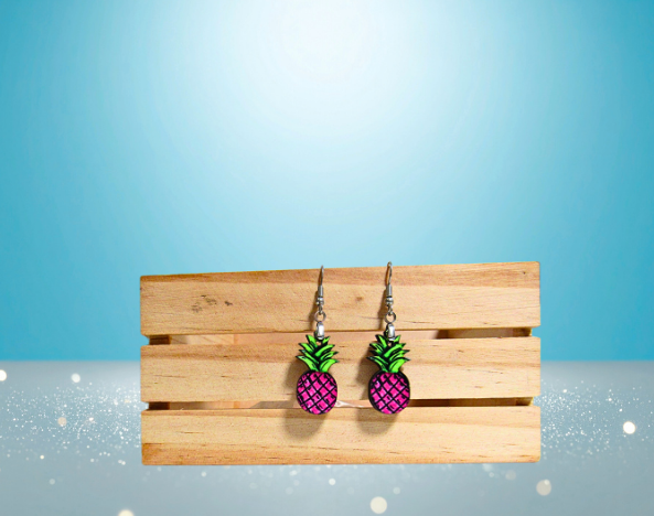 MDF-Pineapple Shaped Sublimated Earrings 1 inch