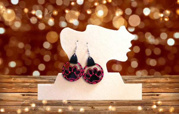 MDF-Round  Paw Shaped Sublimated Earrings 1.5 inch