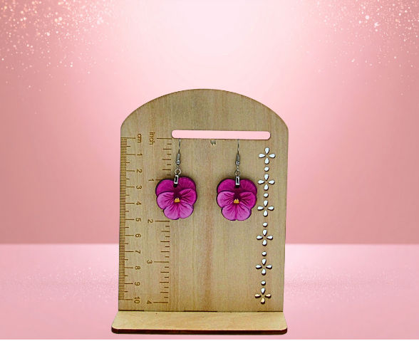 MDF- Pansy Shaped Sublimated 1 inch Earrings
