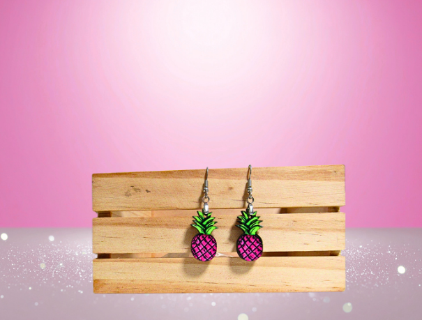 MDF-Pineapple Shaped Sublimated Earrings 1 inch