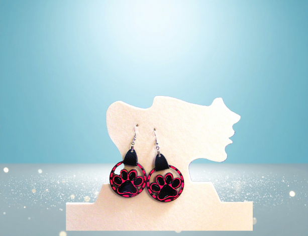 MDF-Round  Paw Shaped Sublimated Earrings 1.5 inch