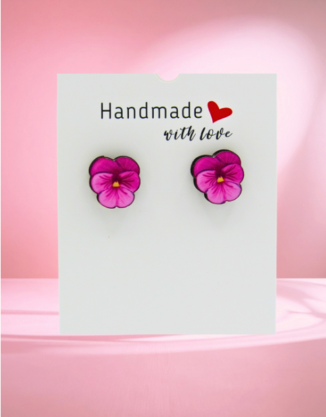 MDF- Pansy Shaped Sublimated Stud Earrings