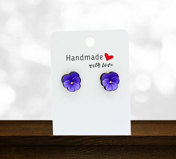 MDF- Pansy Shaped Sublimated Stud Earrings