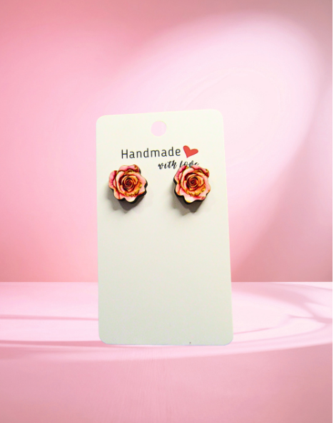 MDF-Rose Shaped Sublimated Stud Earrings