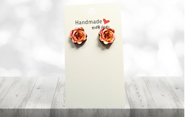 MDF-Rose Shaped Sublimated Stud Earrings