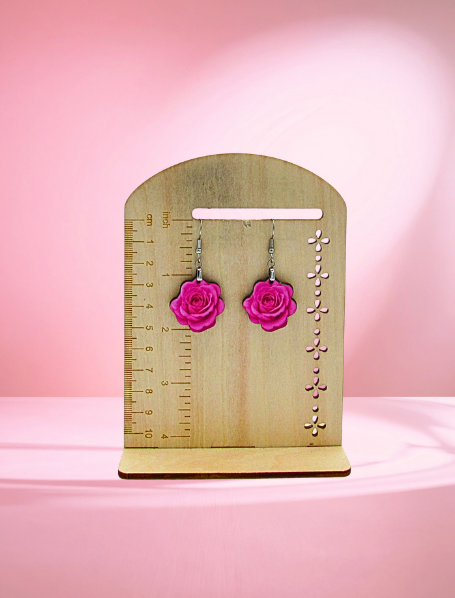 MDF-Rose Shaped Sublimated Earrings 1 inch