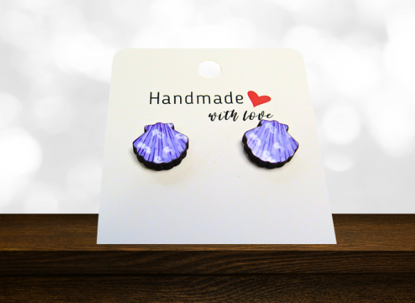 MDF-Clam Shell Shaped Sublimated Stud Earrings