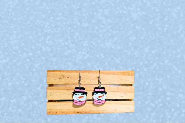 MDF-Snowman Head Shaped Sublimated Earrings 1 inch