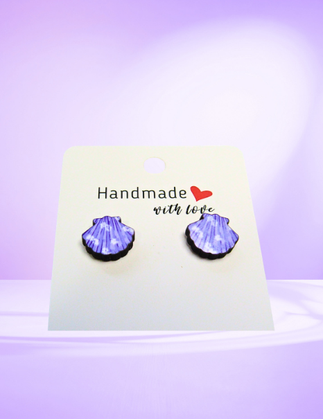 MDF-Clam Shell Shaped Sublimated Stud Earrings