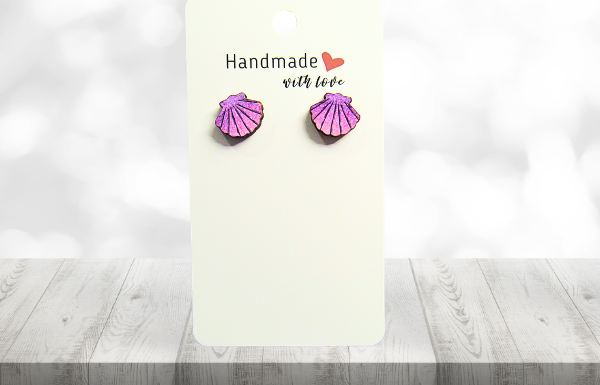 MDF-Clam Shell Shaped Sublimated Stud Earrings