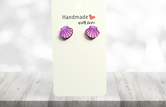 MDF-Clam Shell Shaped Sublimated Stud Earrings