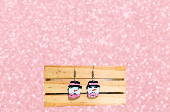 MDF-Snowman Head Shaped Sublimated Earrings 1 inch