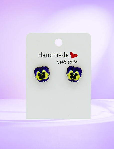 MDF- Pansy Shaped Sublimated Stud Earrings