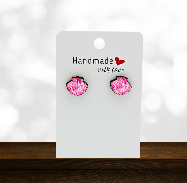 MDF-Clam Shell Shaped Sublimated Stud Earrings