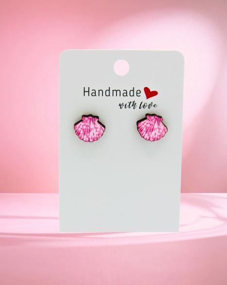 MDF-Clam Shell Shaped Sublimated Stud Earrings