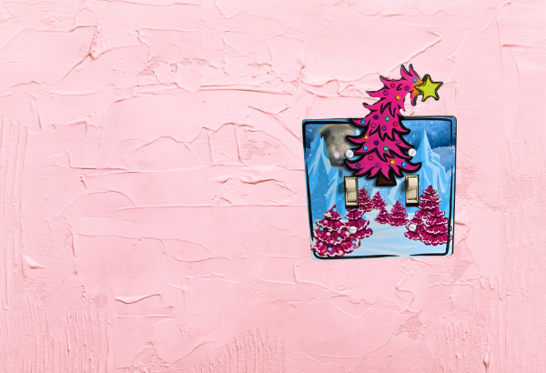 MDF-Whimsical Tree Shaped Sublimated Double Light Switch Plate