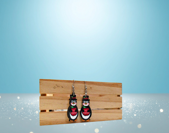 MDF-Penguin Shaped Sublimated Earrings 1.5 inch Teacher