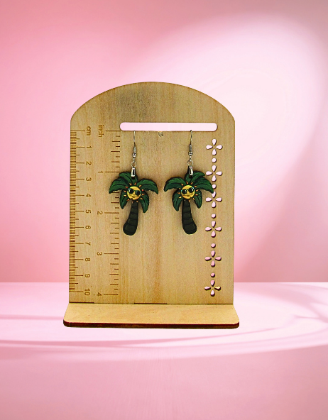 MDF-Palm Tree Shaped Sublimated Earrings 1.5 inch