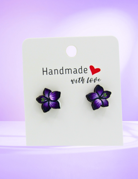 MDF-Tropical Flower Shaped Sublimated Stud Earrings