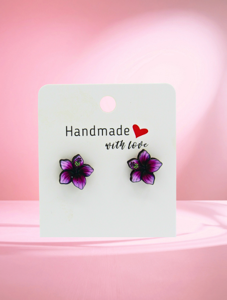 MDF-Tropical Flower Shaped Sublimated Stud Earrings