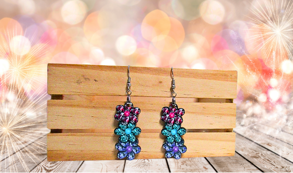 MDF-Triple Flower Shaped Sublimated Earring 1.5 inch