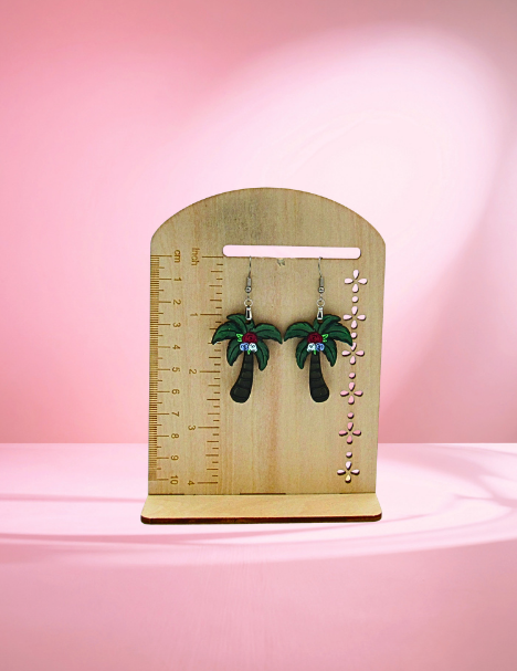 MDF-Palm Tree Shaped Sublimated Earrings 1.5 inch