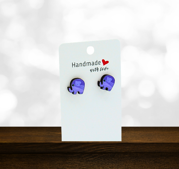 Elephant Shaped Sublimated Stud Earrings