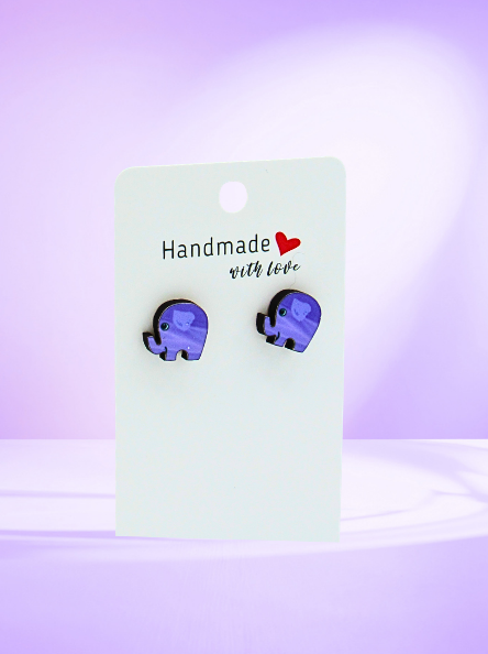 Elephant Shaped Sublimated Stud Earrings