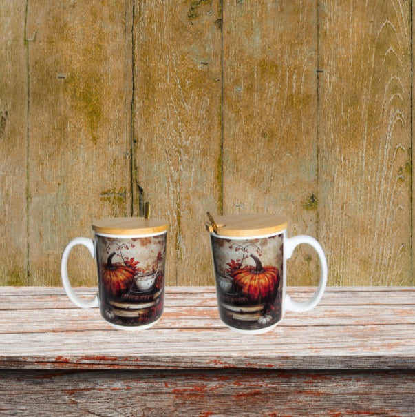15 oz, Mug with Spoon and Lid Sublimated