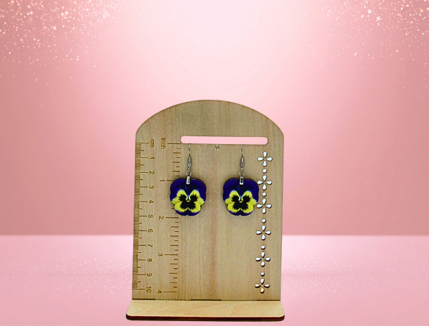 MDF- Pansy Shaped Sublimated 1 inch Earrings