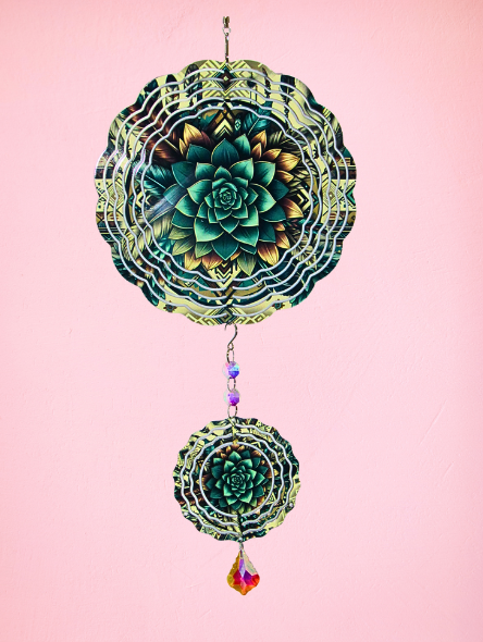 8 inch Sublimated Wind Spinner with 4 inch Sublimated Dangle Plant