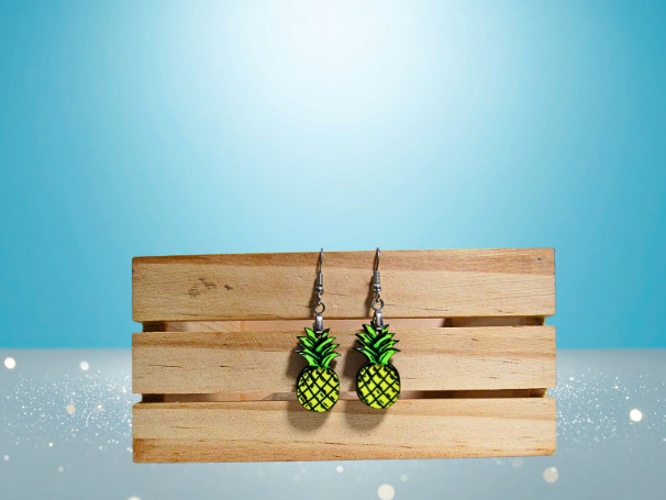 MDF-Pineapple Shaped Sublimated Earrings 1 inch