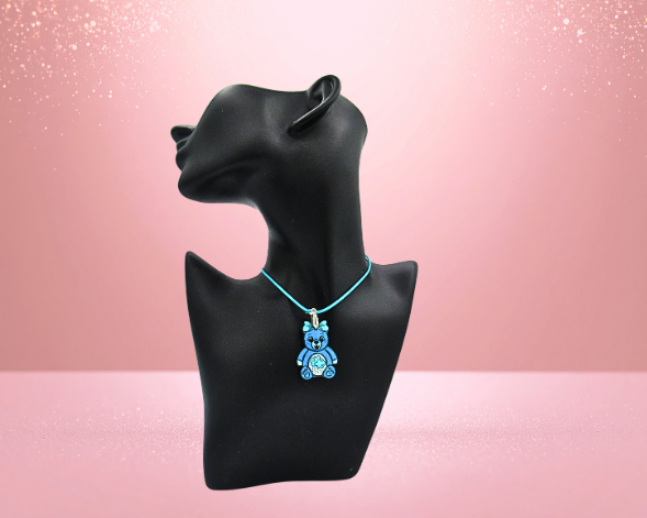 MDF-Teddy Bear with Bow Shaped Childs Sublimated Necklace Feelings